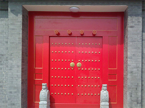 登封中国传统四合院系列朱红色中式木制大门木作